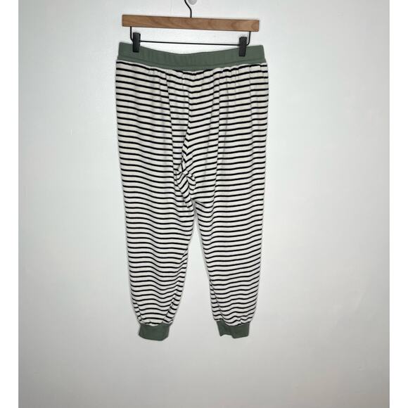 Madewell MWL Womens Velour Slim Jogger Pants Large Green Stripe Loungewear - Picture 8 of 9